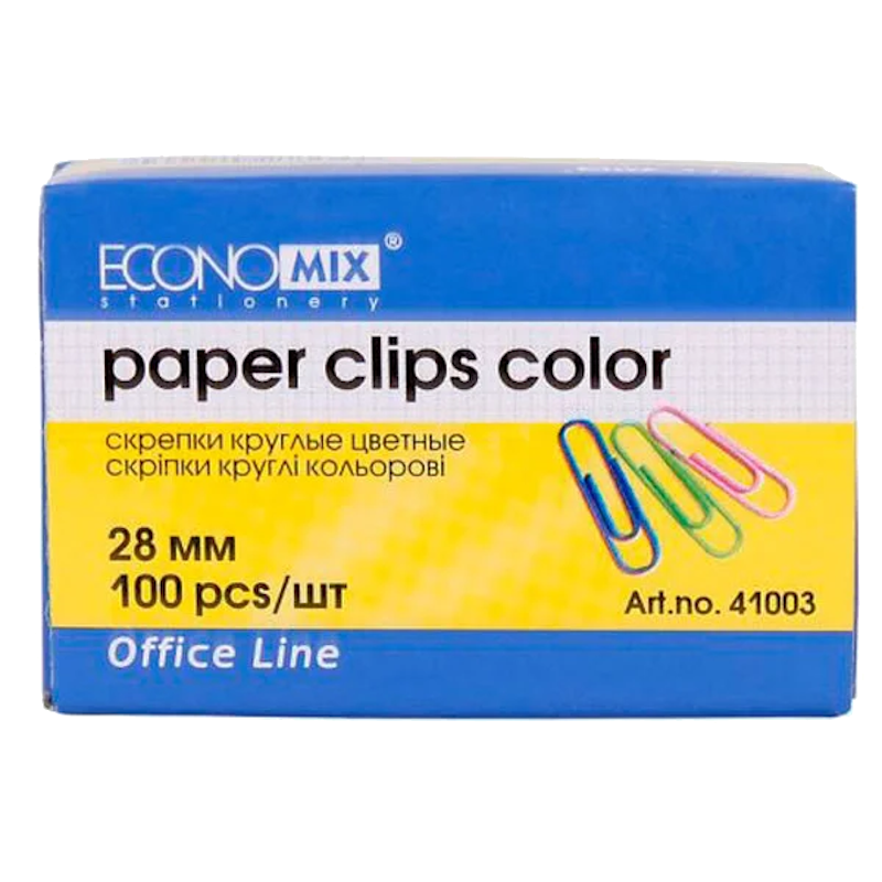 Скріпки ECONOMIX (E41003) 28 мм, круглі, PVC, 100 шт.